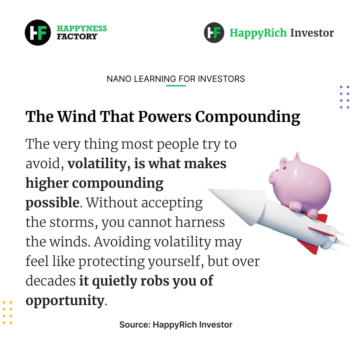 hf_invest's tweet image. Volatility isn’t your enemy, it is the wind that propels your financial journey forward. With volatility, compounding takes you farther than you imagined.

Read more: bit.ly/3J1srNE

#WealthCreation #PowerOfCompounding #LongTermInvesting #Volatility #HappynessFactory