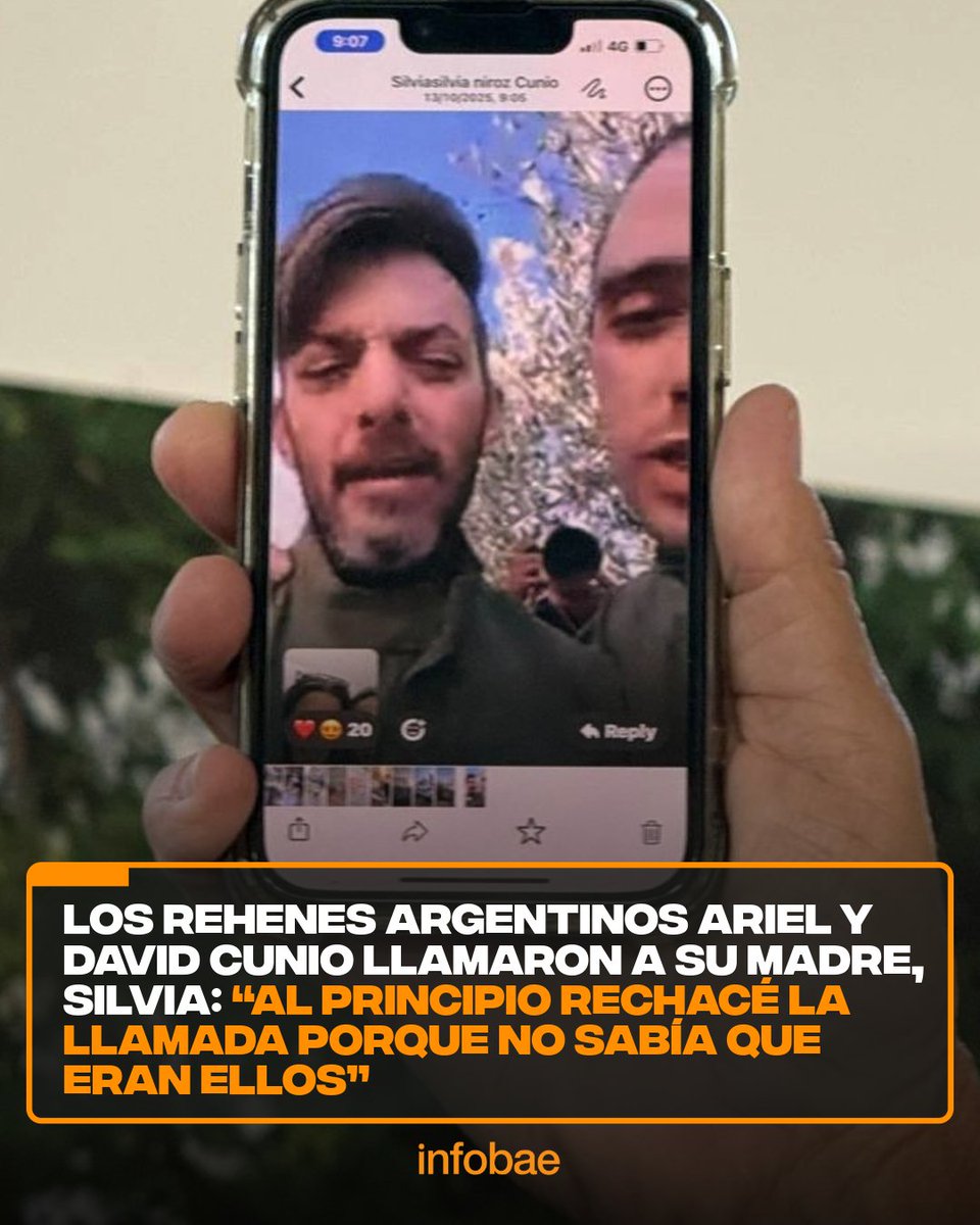 Los rehenes argentinos Ariel y David Cunio llamaron a su madre, Silvia: “Al principio rechacé la llamada porque no sabía que eran ellos” infob.ae/47mKeYP