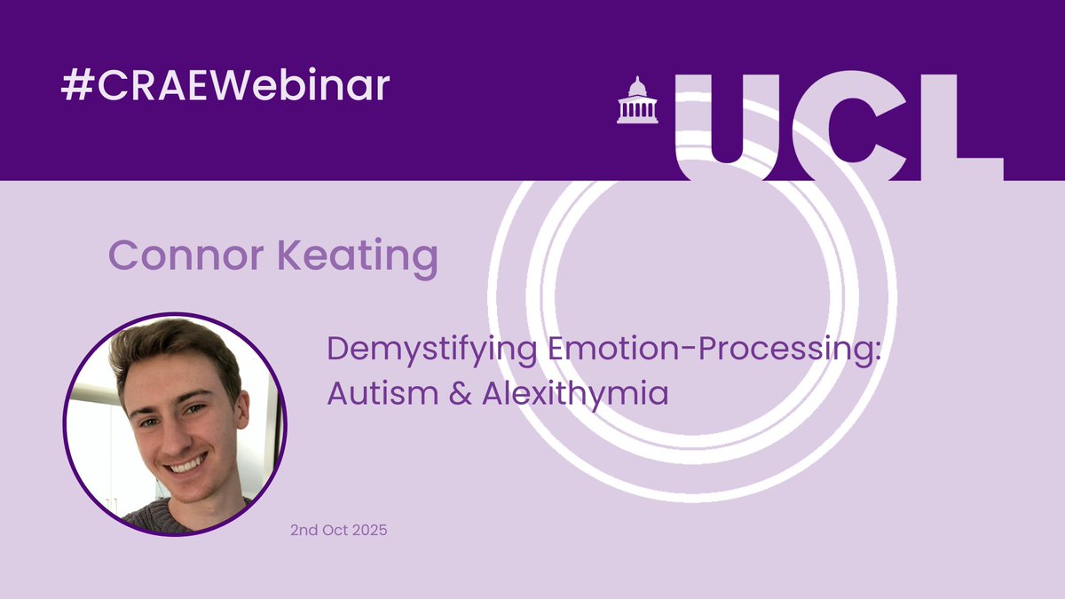 We are delighted that <a href="/ConnorTKeating/">Connor Keating</a>'s Demystifying Emotion-Processing: Autism &amp; Alexithymia #CRAEwebinar is now available to watch on our YouTube Channel.

youtu.be/OqbcUW6qbLw