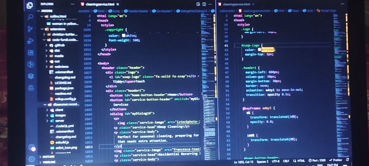 Groyda1's tweet image. Every project is another step toward mastery 💪
Tonight’s focus: building and styling a cleaning service webpage from scratch using HTML &amp;amp; CSS.
Progress may be slow, but consistency makes it shine! 🌙💻
#CodingJourney #WebDevelopment #Frontend #HTML #CSS #LearningToCode