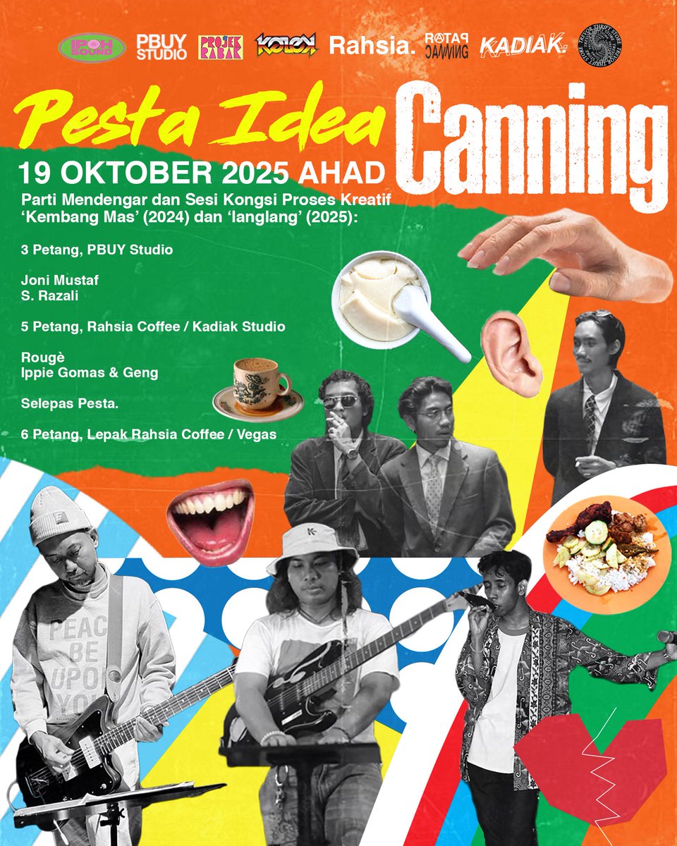Pesta Idea Canning (PIC) is an informal and intimate educational event held at scene-friendly venues.

This first edition shares and exchanges views on the creative process, ideas, artistic philosophy, and behind-the-scenes of Ipoh-made music.

#ipohsound
#pestaideacanning
#ipoh