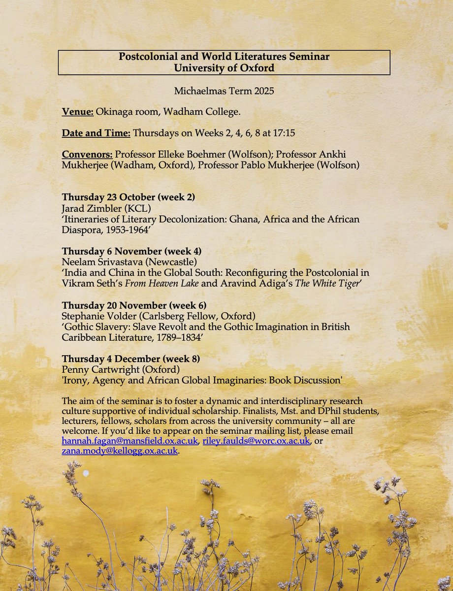 Postcolonial and World Literatures Seminar Oxford tweet media