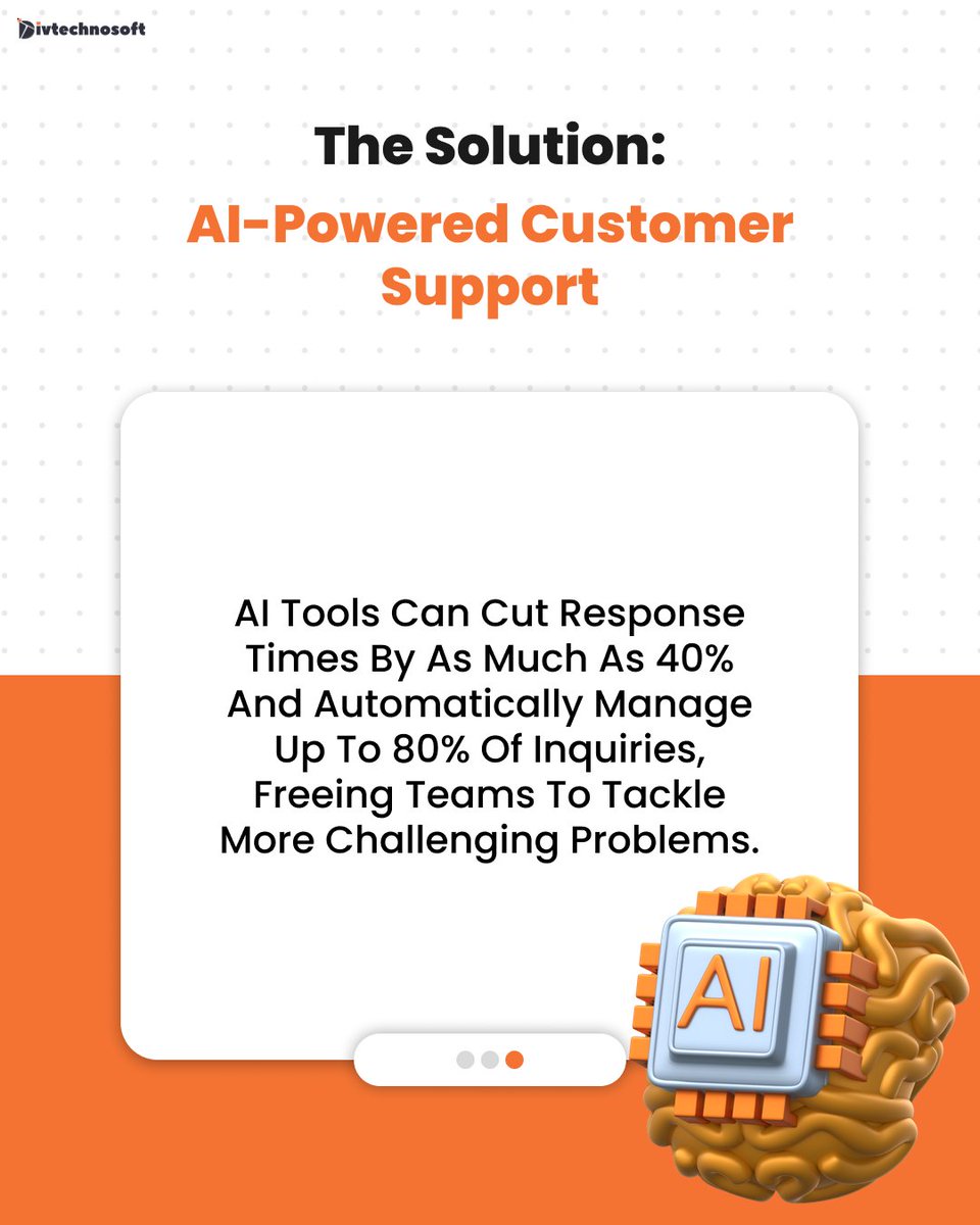 divtechnosoft's tweet image. As SaaS companies scale, personal support gets tough.
AI cuts response times by 40% & handles 80% of routine queries boosting efficiency & customer satisfaction.
Explore AI solutions with a free consultation divtechnosoft.com
#SaaS #AI #CustomerSupport #TechSolutions