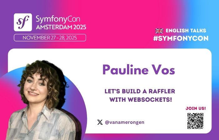symfonycon's tweet image. &quot;Let&apos;s Build A Raffler With WebSockets!&quot; with @vanamerongen at #SymfonyCon Amsterdam 2025 🛠️✨
🔎More details: live.symfony.com/2025-amsterdam…
🎟️ Join us: live.symfony.com/2025-amsterdam…