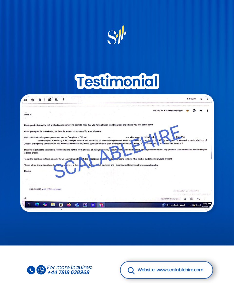 Scalablehire's tweet image. A few months ago, they couldn’t get interviews.
Today, they’re signing UK job offers.

That’s what happens when you use the right strategy.
We help you optimize your CV, apply smartly, and get real results.

Comment “opportunity”  to start your journey.

#ScalableHire #UKJobs
