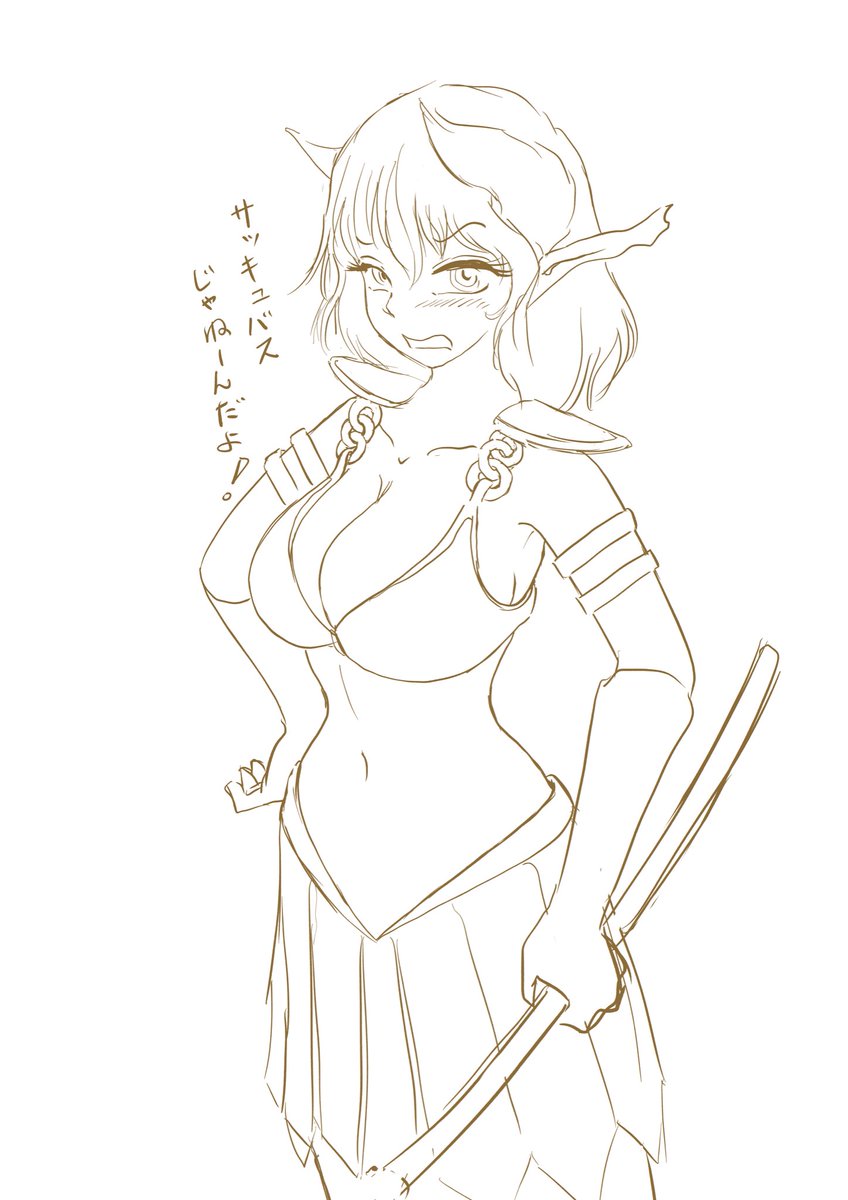 #ビキニアーマー #戦士 #角 #エレア #wip
ナイスバディを揶揄される角の戦士さん🪓