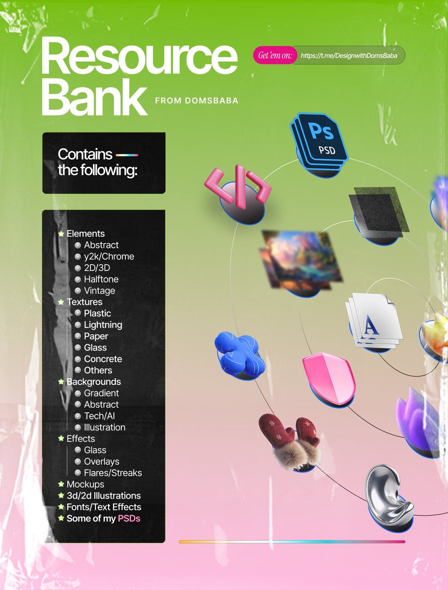 Doms_V2's tweet image. At times, we struggle to create banger designs because we lack quality resources to use, even after the advent of generative AI.

I&apos;ve put together quality, uncommon resources which I&apos;ve been using so far in my design journey, so you can worry less.

Link in the comments. Repost…