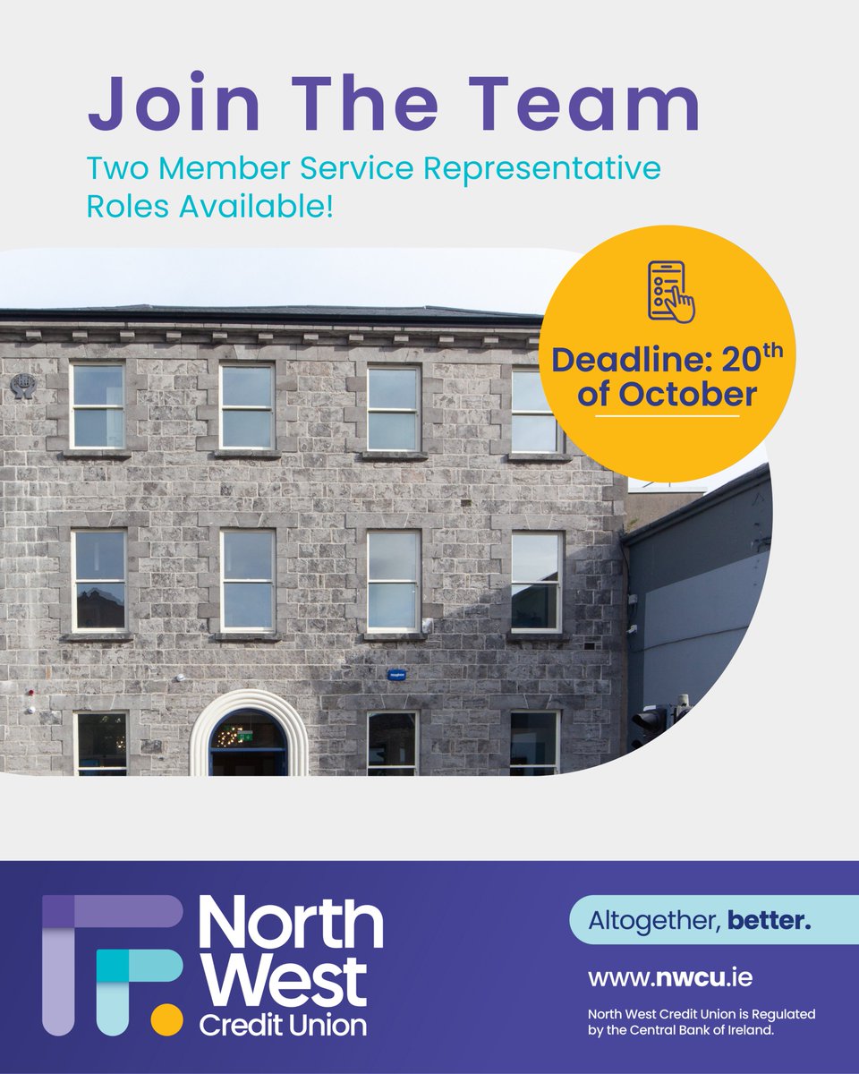NorthWestCU's tweet photo. ✨ #JobFairy Alert: We’re hiring two Member Service Representatives to join our team!  Learn more here 👉 https://t.co/c6Drv0xTnF. #NorthWestCreditUnion https://t.co/rjfUNn8c6z