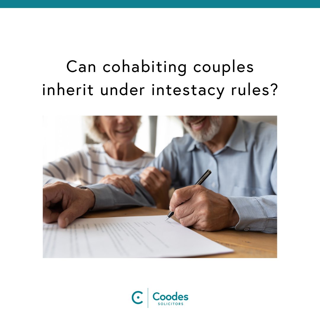 Legislation known as the intestacy rules decides how a person's estate is distributed when they pass away without a will. 

Aimee Edwards, Solicitor in Wills and Probate, explains intestacy rules and inheritance for cohabiting couples: coodes.co.uk/2025/10/can-co…

#Wills #Probate