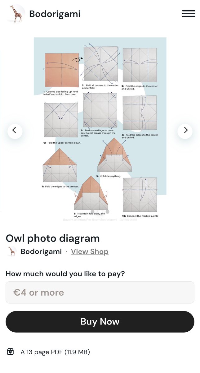 Owl
Designed and folded by me. 
30x30 cm Mulberry-foil-tissue 
22.5

Diagrams for sale on KoFi: 
ko-fi.com/s/66e6c14a14