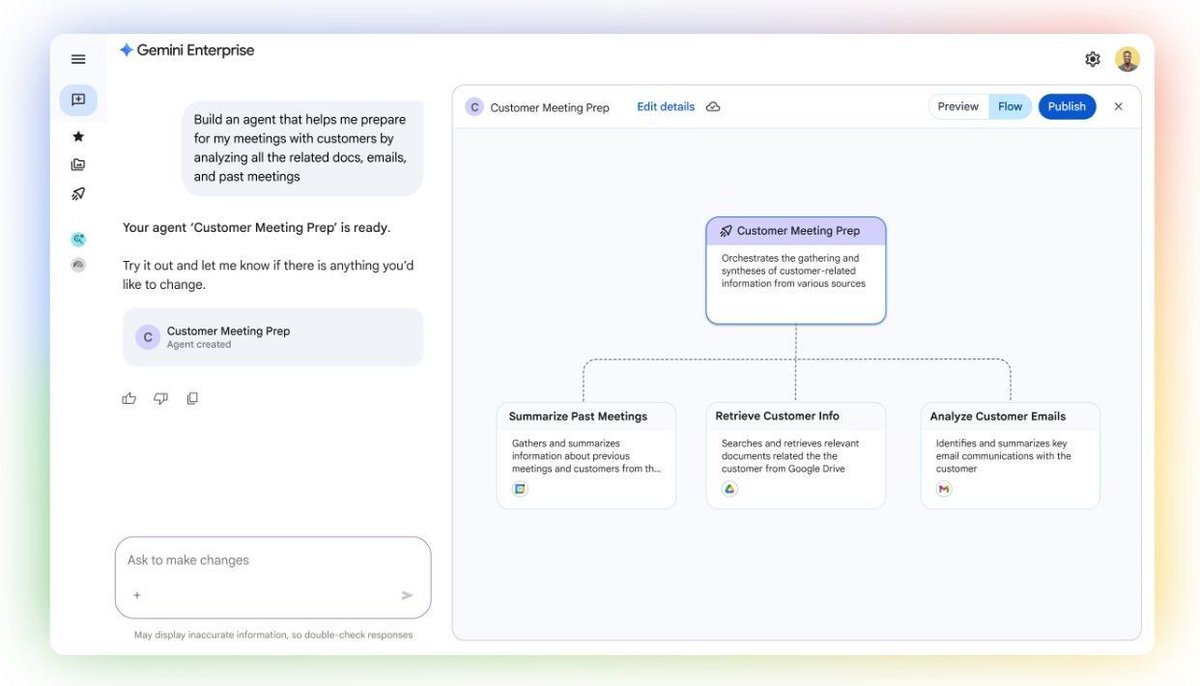 LindaGrass0's tweet image. The future of work isn’t about replacing people—it’s about amplifying them.

With Gemini Enterprise, @GoogleCloud extends AI to every employee, across every workflow—turning daily tools into intelligent collaborators.

Efficiency, redefined. 

More here &amp;gt; bit.ly/3ICxc03