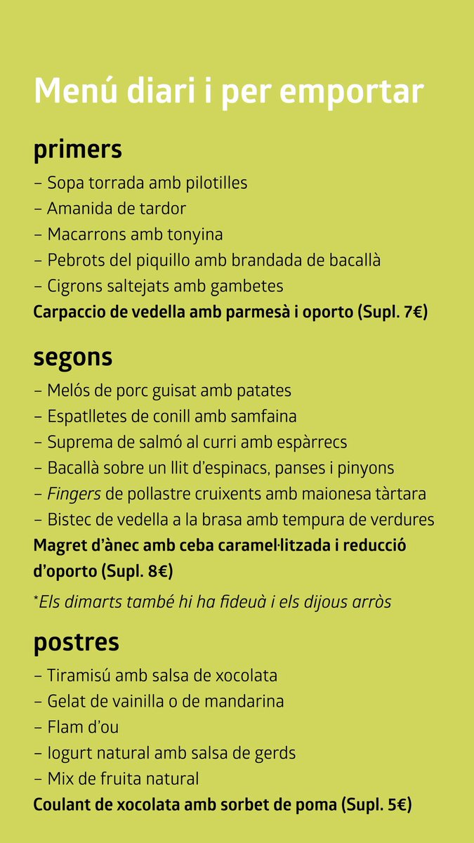 mesborestaurant's tweet photo. El menú d’aquesta setmana 😋
(13-10-25 a 17-10-25) https://t.co/AX4F3Agiyi