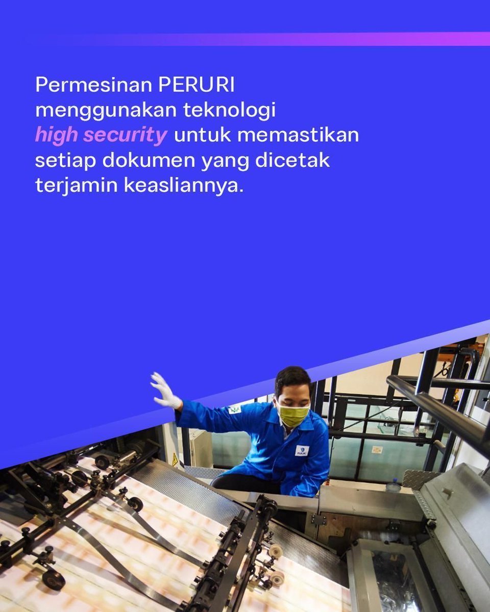 ChikoWinarto's tweet photo. PERURI terapkan protokol keamanan dan teknologi percetakan sekuriti agar setiap dokumen terlindungi dan terjamin keasliannya.

#PerusahaanTeknologiHighSecurity #InnovationforASovereignFuture #KemajuanBerdaulat #InovasiKeamananTinggi #PeruriGovTechIndonesia #TrusteeOfSovereignty https://t.co/Zw0bDxrtFz
