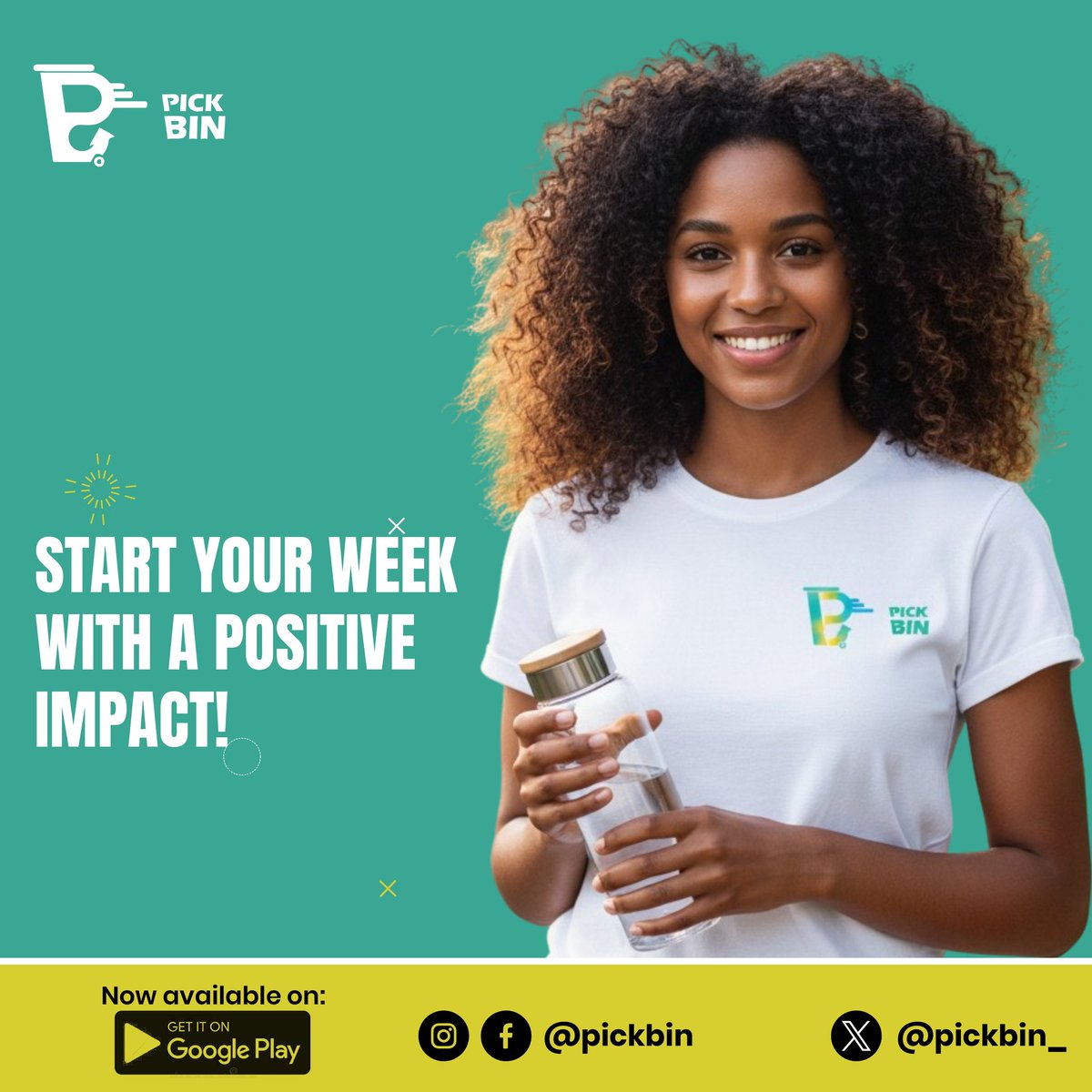 Pickbin_'s tweet photo. Start your week with a positive impact! What's one eco-friendly habit you're adopting this week? Share with us! #PickBin #EcoFriendly #Sustainability #GreenLiving #GreenTips https://t.co/qiNOWZVMIj