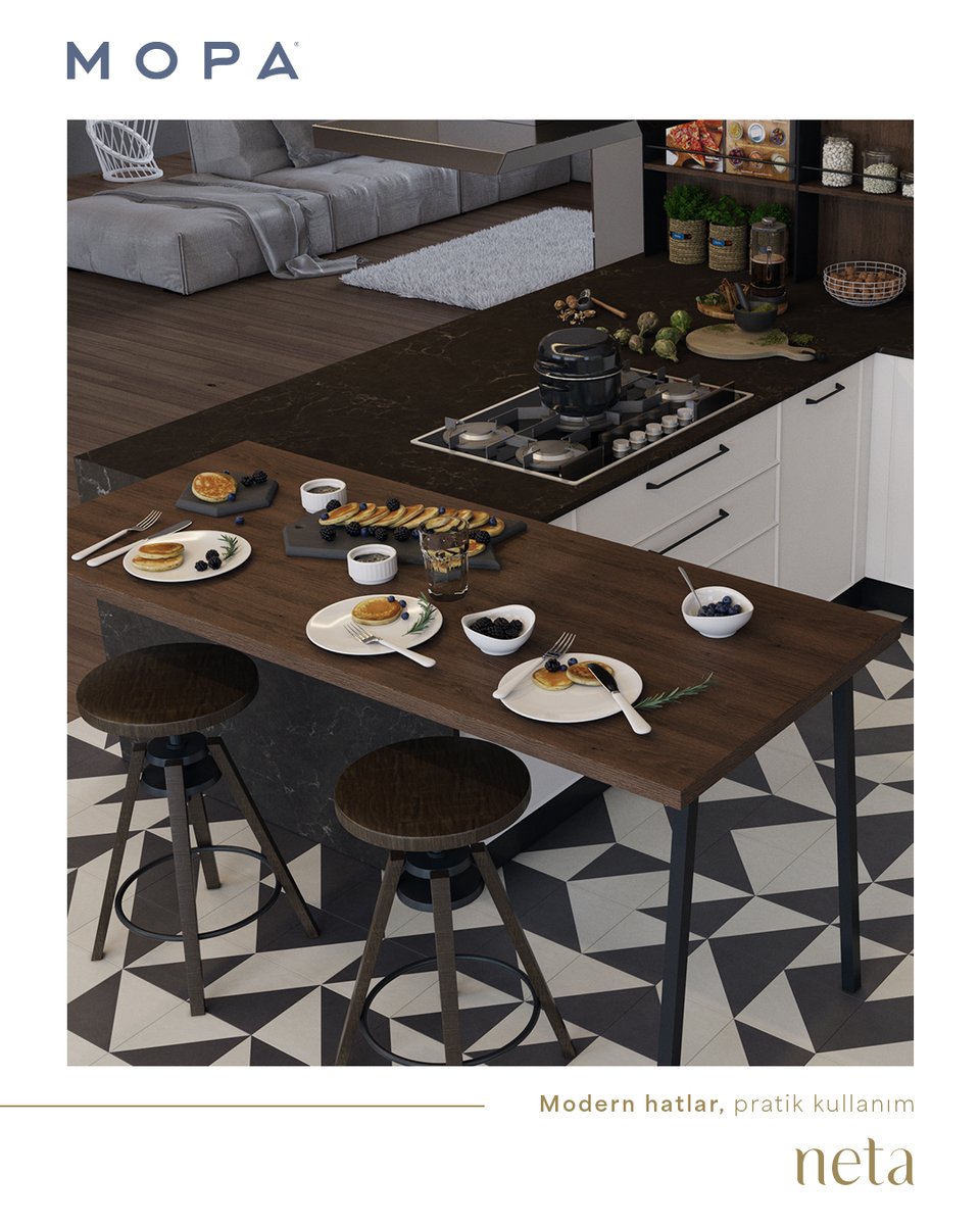 Neta, zarif kapak detaylarıyla klasik country tarzına modern bir dokunuş getiriyor. İşlevsel tasarımıyla, pratik çözümler sunuyor.

#Mopa #MopaMutfak