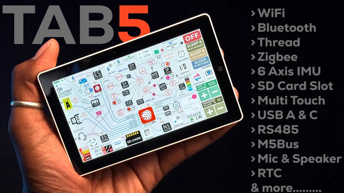 M5Stack's tweet image. 💡 Have you explored the #M5StackTab5 yet?

📱 It&apos;s more than just a tablet — the #M5StackTab5 is designed for makers, developers, and industries. Curious what you can build with it?

Watch @IMtechiesms unbox, review, and program it using #Arduino IDE and #M5Burner to create cool…