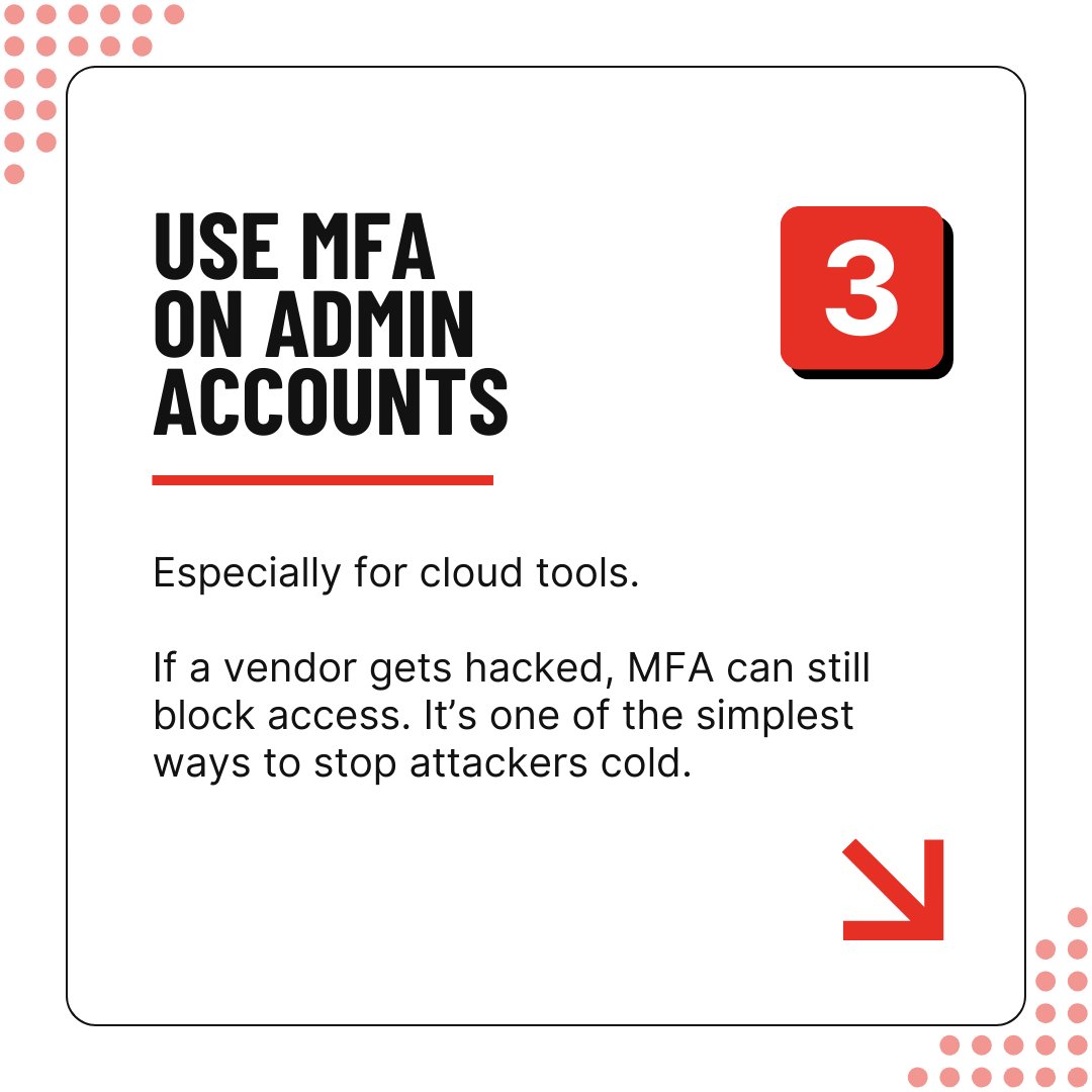 AutomateTech's tweet image. Hackers don’t need to break into your business to access your systems. They just need to break into the software you use. 
It’s called a supply chain attack, and it’s becoming more common. 
Instead of targeting your business directly, cybercriminals go after the vendors, platfo