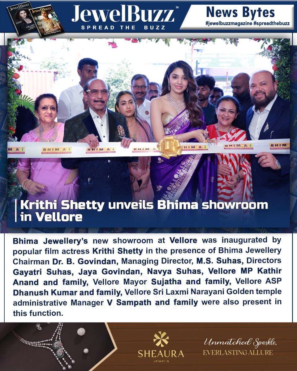 jewelbuzz_mag's tweet photo. JewelBuzz #JbNewsBytes
Krithi Shetty unveils Bhima showroom in Vellore
#KrithiShetty #BhimaShowroom #showroomOpening #Newsbytes #JewelBuzz #Jewelbuzz #Spreadthebuzz #Magazine #Jewellery #viral https://t.co/a0thKZvwmP