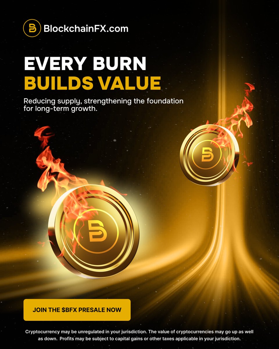 BlockchainFXcom's tweet image. 🔥 Half of all bought-back tokens are permanently burned, reducing the total $BFX supply and laying the foundation for long-term growth.

This deflationary model increases scarcity, making each token more valuable over time 💎

Join the $BFX presale now 👉 BlockchainFX.com…
