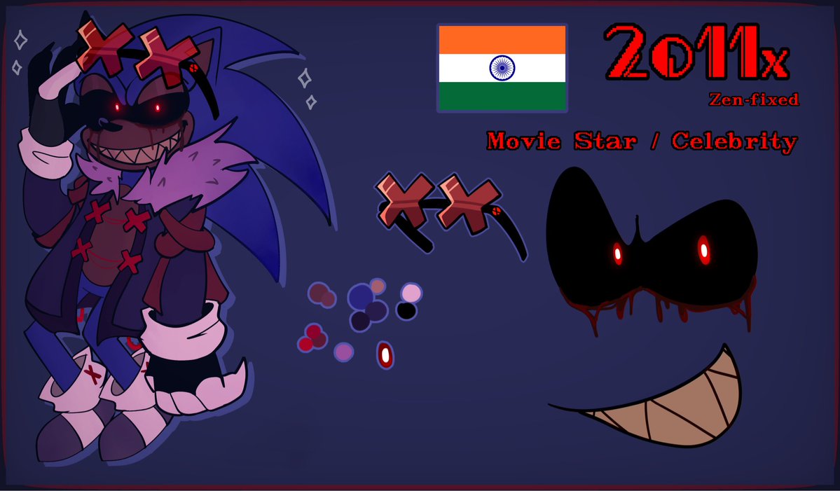 A lot of people like my 2011x and finally got an updated ref sheet! He’s a movie star + Celebrity! [ not too sure this counts  as an au..? ] but he was a design I made on a whim but I barely draw him.. maybe time to chance that.. /silly

[ #execommunity #takeabreather #sonicexe ]