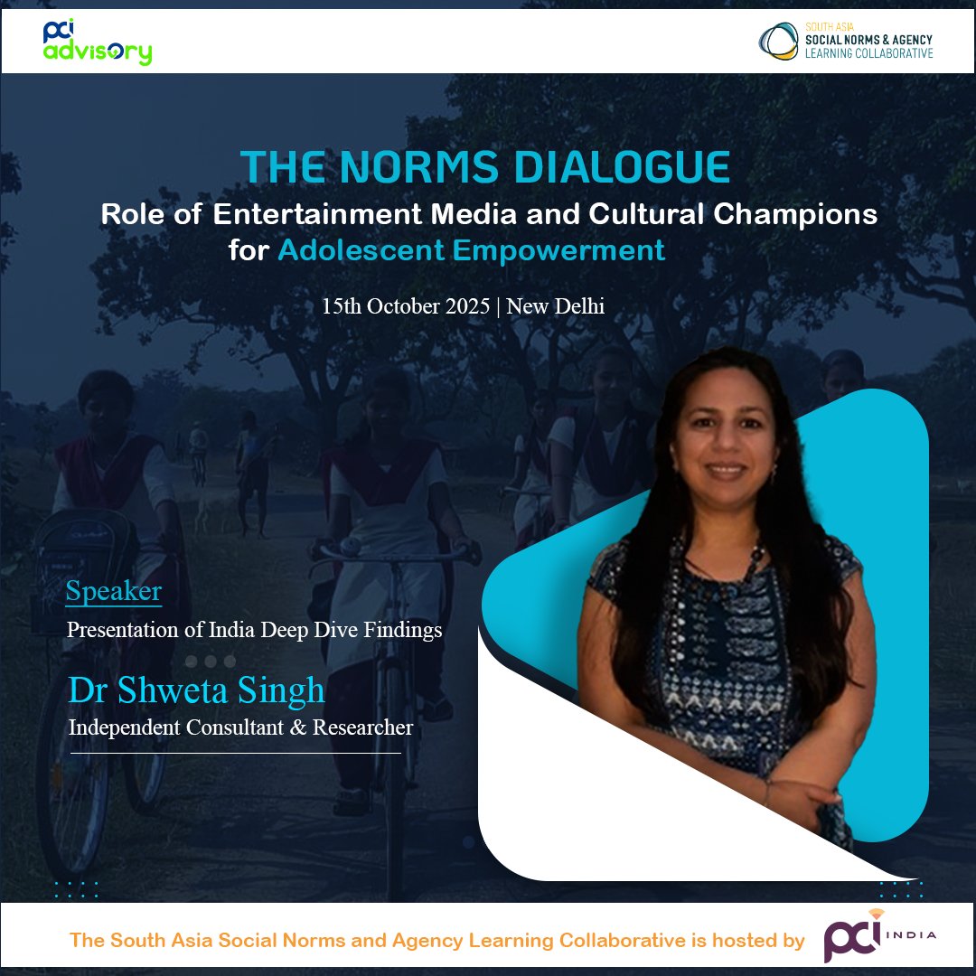 PCI_India_'s tweet image. We&apos;re delighted to welcome Dr. Shweta Singh as a Speaker at #TheNormsDialogue being organised by @SocialNormsLC - a platform hosted by @PCI_India_ 
🗓 15th October 2025  
📍New Delhi  
👉Mail vtatkar@pciglobal.in / southasialc@gmail.com to join
#BehaviorChange #SocialNorms