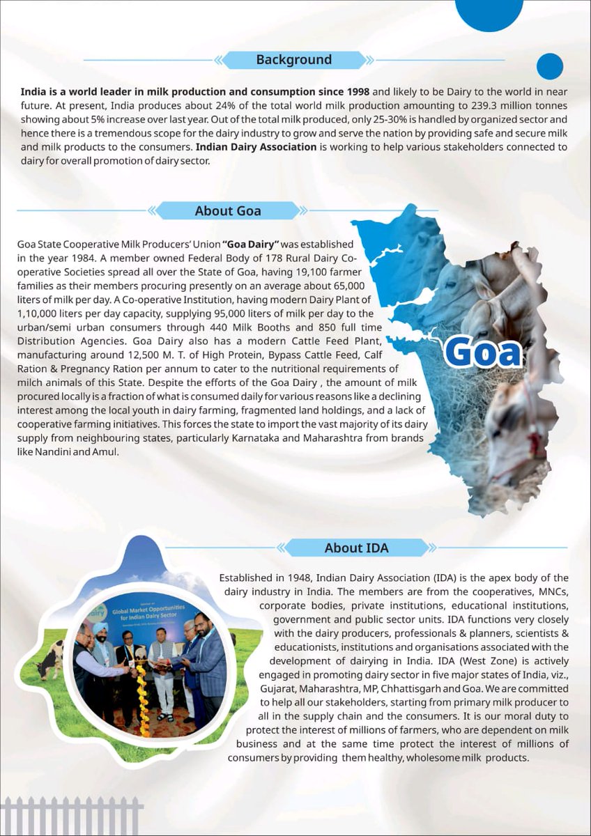 IndianDairyAsso's tweet image. 🐄🌟 Join us for the National Seminar on Dairy Development in Goa! 🌴
📅 7–8 Nov 2025 | 📍 NIO Auditorium, Dona Paula
💬 Explore challenges &amp;amp; opportunities in sustainable dairy
🔗 Register: forms.gle/ht3HYCTondmeTG…
#DairyDevelopment #GoaDairy #IDA #AgriEvents #GoaEvents