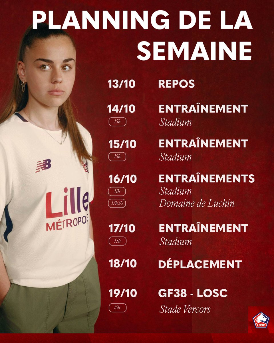 Retour du championnat pour les féminines ⚔️

Après la défaite en Coupe LFFP ce week-end, nos Dogues ont le regard tourné vers le déplacement à Grenoble 😤

 👉Découvrez le planning de la semaine 📝