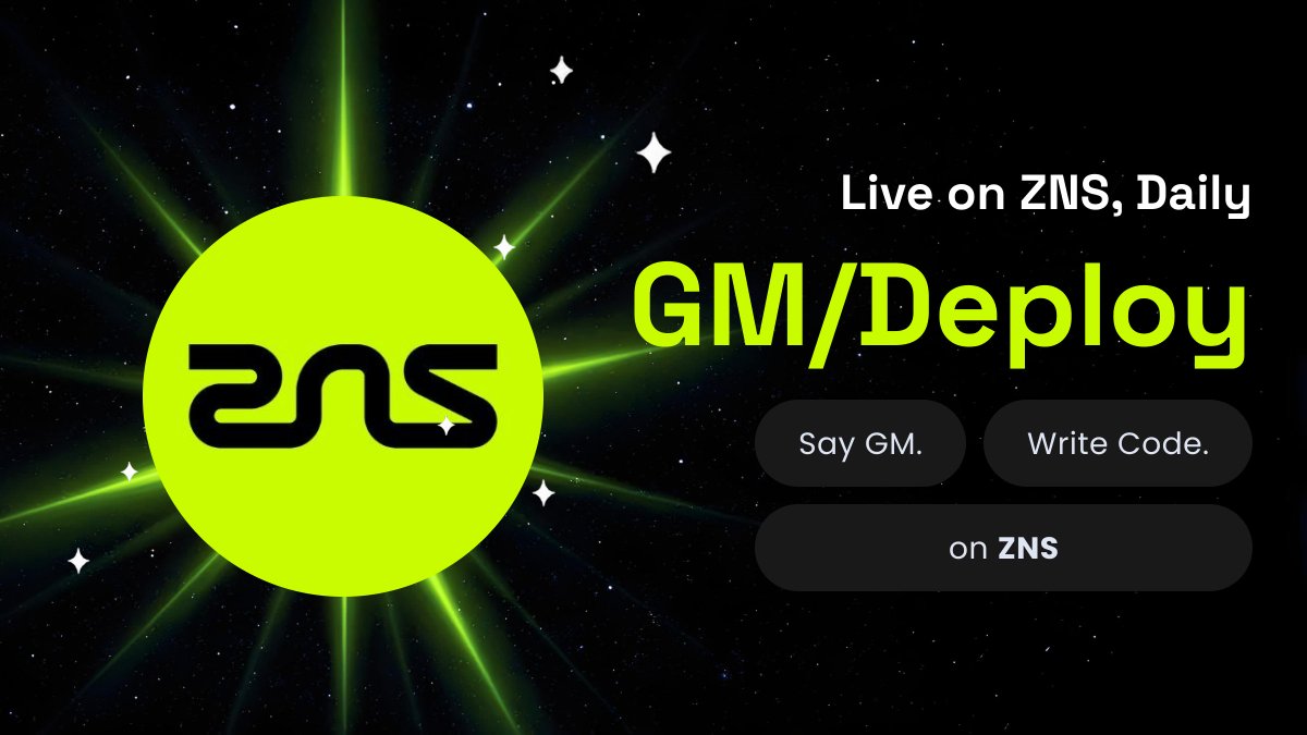 ZNSConnect's tweet image. GMonday! GZNS

Let&apos;s start with saying GM on ZNS zns.bio/gm-deploy