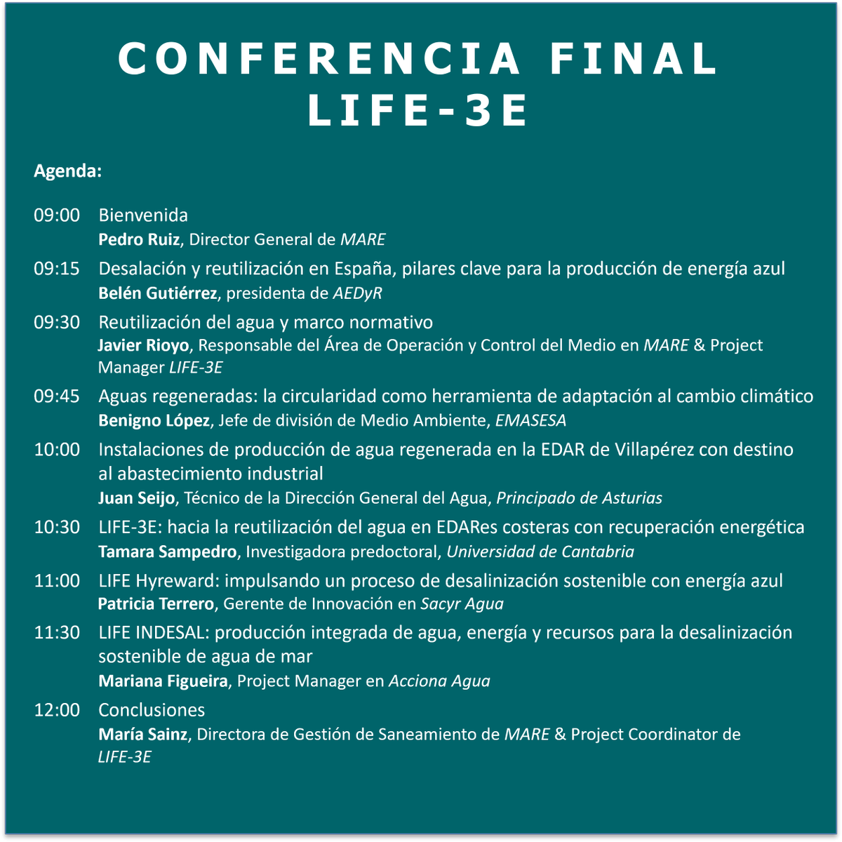 life3e's tweet photo. ¡Ya tenemos agenda para el evento final de LIFE-3E! Únete a esta jornada, que reúne a líderes del sector. ¿Aún no te has registrado?https://t.co/v9j7PYbGRZ https://t.co/Jl4HWUOp03
