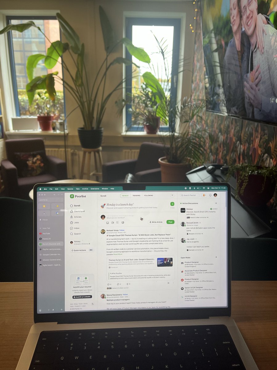 Working from the office today 👩🏽‍💻

P.S. Been liking Peerlist so far, you should try it out if you haven’t yet