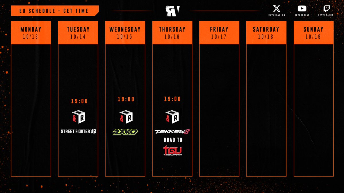 Are you guys having fun at <a href="/Evo_France/">Evo France</a> ?
Don't let the fire of passion die out 🔥
The Set&amp;Reset weekly tournament continues🎲

Join us, and let's hone our skills together 👊

Street Fighter 6🥊: start.gg/sf6eu
2XKO⚔️: start.gg/2xkoeu
Tekken 8🥋: