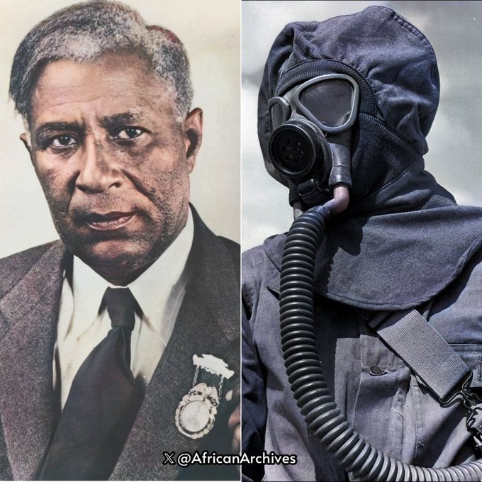 AfricanArchives's tweet image. On this day in 1914, Garrett T Morgan patented his invention, the Gas Mask. His invention saved countless lives.
He also invented the automated electric traffic light signals 🚦, an improved sewing machine and a hair-straightening product.