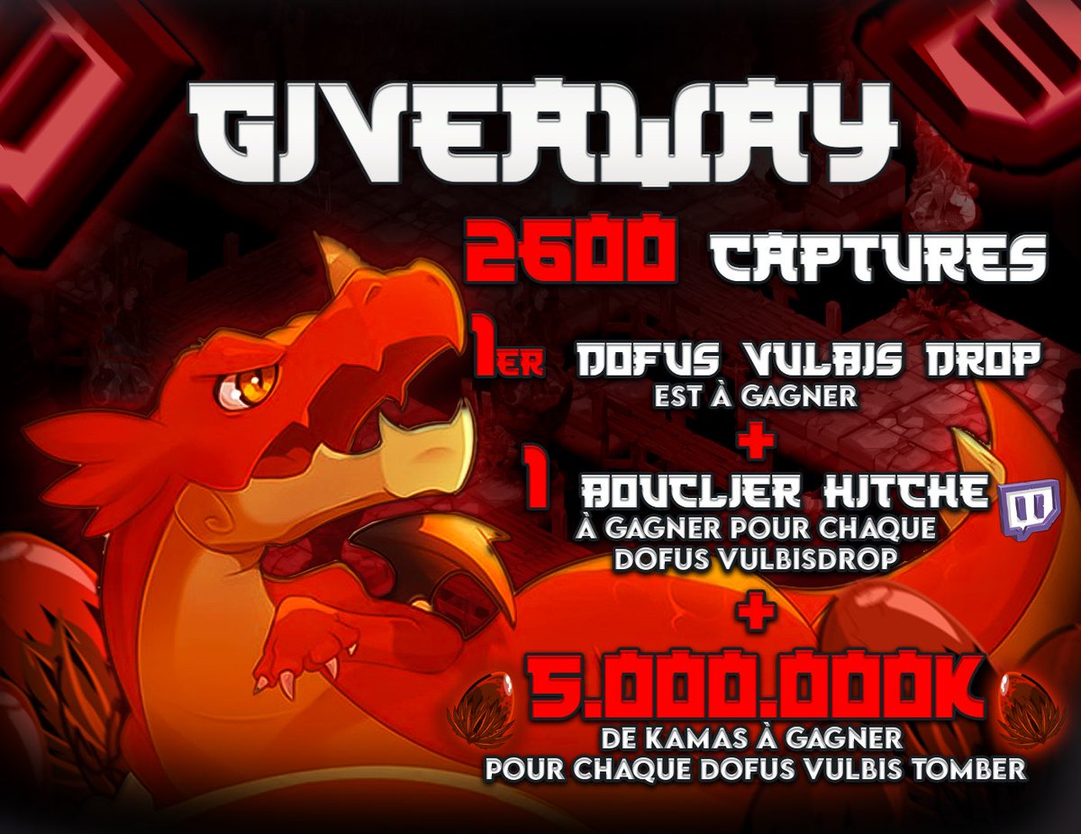 Le__YAKUZA's tweet image. ⌛️GIVEAWAY CASKWITTER⌛️

Rendez-vous Lundi 20/10 pour l’arc CROCA 2.600 captures ! Objectif - 4 VULBIS sur #DOFUSRetro 🔥 il y aura

- 1 DOFUS VULBIS pour la communautés !

- 5M de Kamas pour chaque VULBIS drop

- 1 Bouclier Hitche pour chaque VULBIS drop

C’est le moment de…