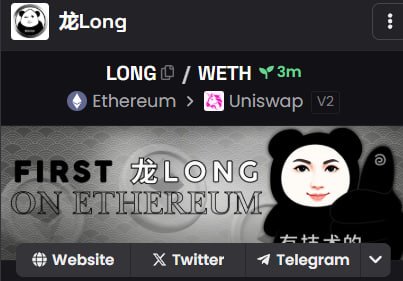 Longoneth's tweet photo. DexScreener Socials UPDATED $LONG 💹🐋

https://t.co/BNsrCxCc7j

#LONG #ETH #China https://t.co/EfhkyWBlZ8