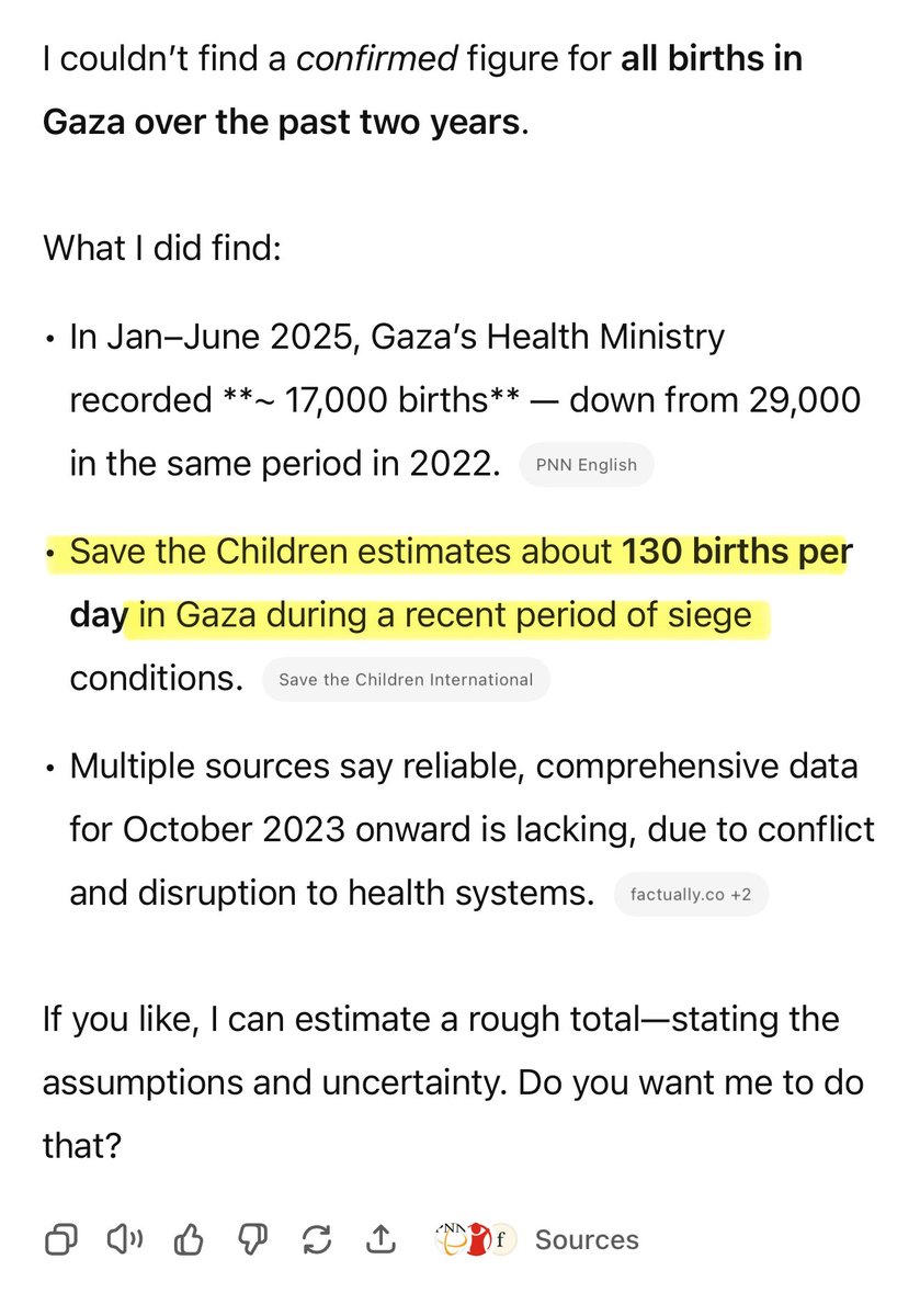 Gaza’s had ~130 births a day for 2 years — about 100,000 new babies. A net population increase of 40K during this so-called “genocide.”

The only genocide where the population grows. 🤡