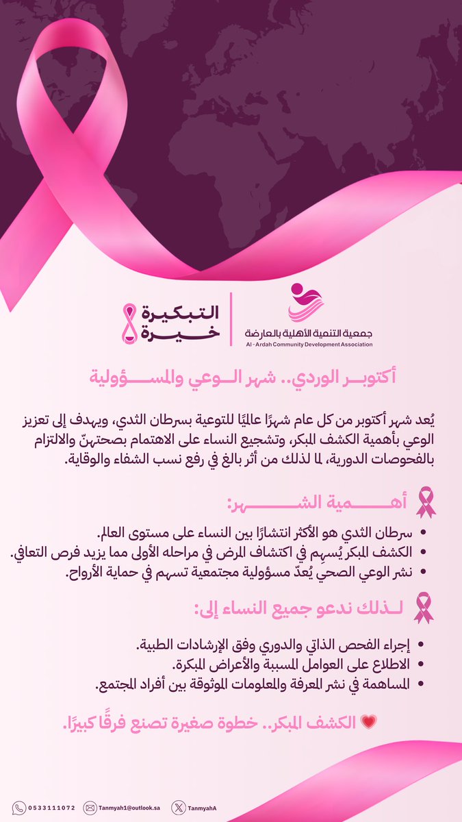 TanmyahA's tweet photo. بإختلاف لغات العالم تبقى رسالتنا واحدة #التبكيرة_خيرة
#جمعية_التنمية_الأهلية_بالعارضة 
#اكتوبر_الوردي https://t.co/HNB7ucQA7J