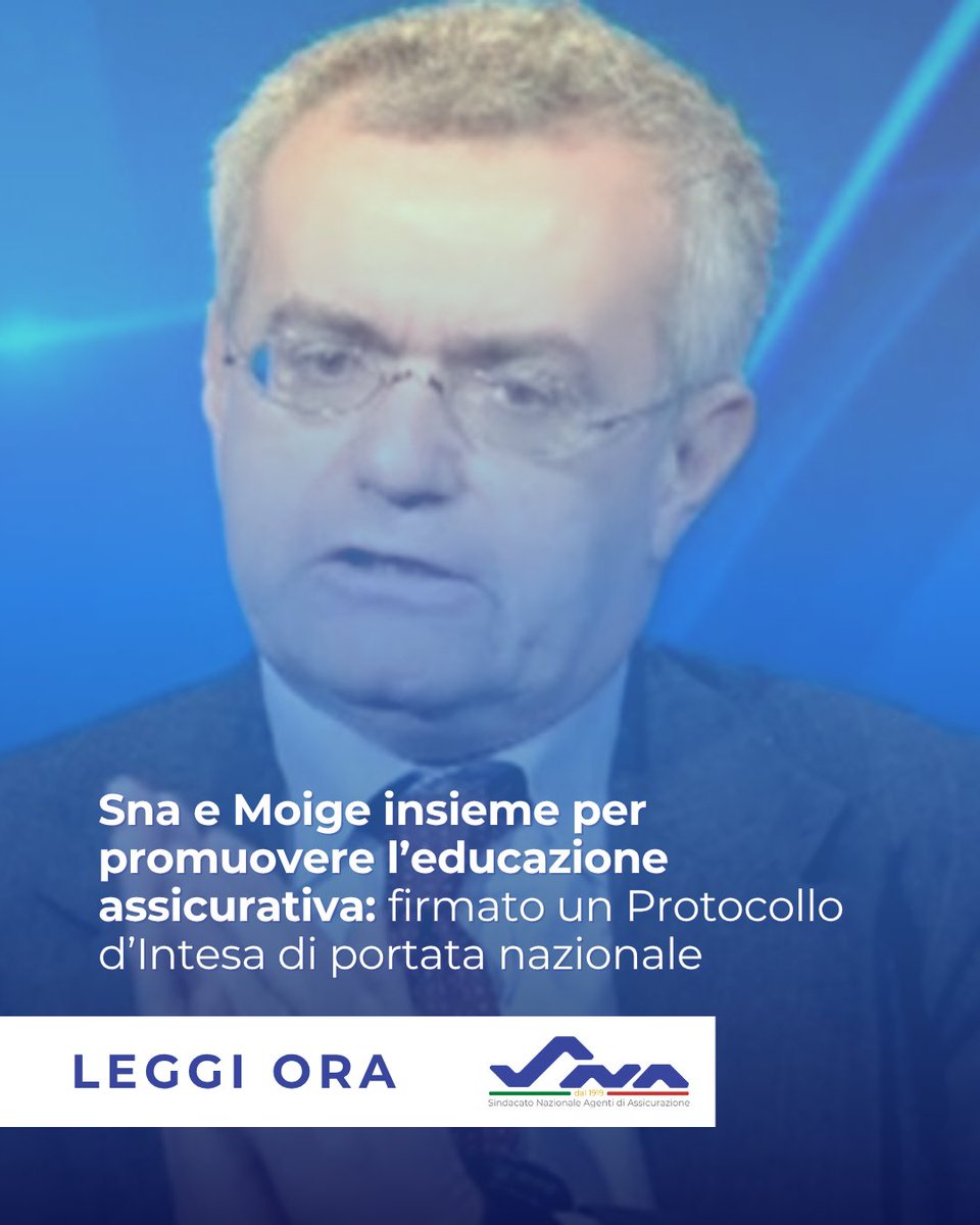 Agenti_SNA's tweet image. Sna e Moige insieme per promuovere l’educazione assicurativa, firmato un Protocollo d’Intesa di portata nazionale

Leggi l’articolo completo su Snachannel:
snachannel.it/index.php/all-…

#sna #moige #protocollodintesa