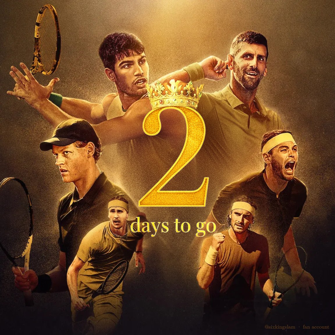 👑 Just two days left until history begins in Riyadh 👑
Six Kings. One throne.
#SixKingsSlam | 15–18 OCT 2025 | ANB Arena, Riyadh
Novak Djokovic · Carlos Alcaraz · Jannik Sinner · Alexander Zverev · Taylor Fritz · Stéfanos Tsitsipás
📺 Live on Netflix