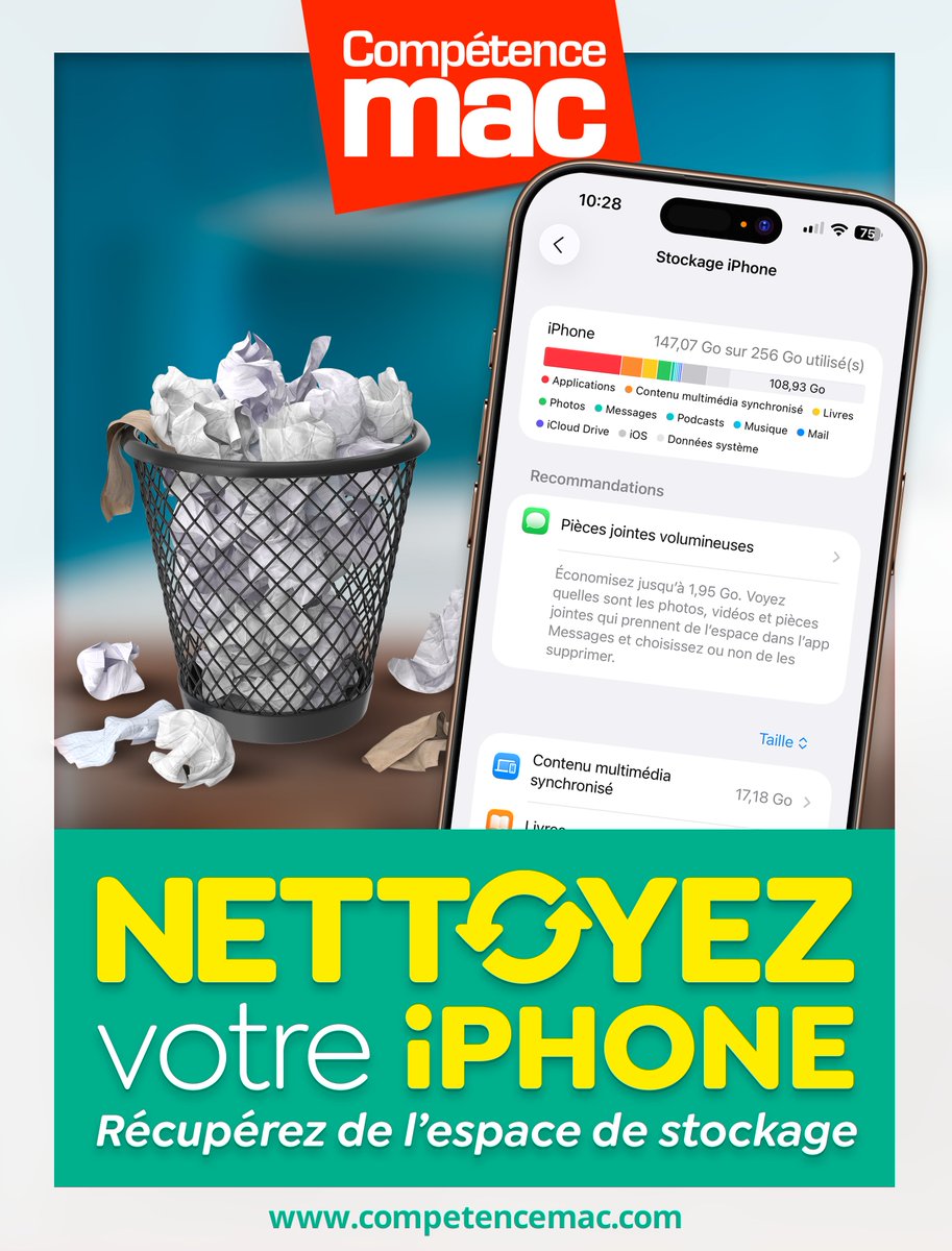 competencemac's tweet image. Nettoyez votre iPhone - Récupérez de l’espace de stockage
Un ebook édité par Compétence Mac, disponible dès maintenant !
tinyurl.com/49ukasaa
#apple #mac #macos #competencemac #appleintelligence #ai #intelligenceartificielle #nettoyageiPhone #stockagedonnees
