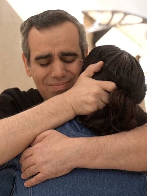 A hug they had been waiting for for two years. 🩶

Omri Miran and his wife, Lishay, finally together again.