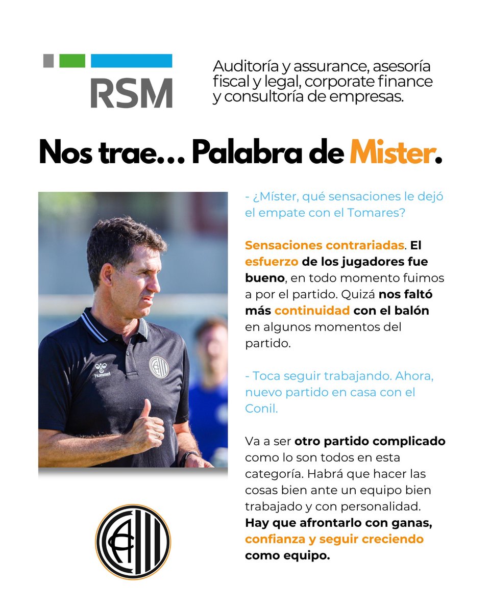 ✍🏻 Las declaraciones post-partido de nuestro entrenador José Antonio Gordillo tras el empate con el Tomares.

💪🏻 Vamos a por una nueva semana de trabajo.

#SoñarEsGratis #DaleCentral