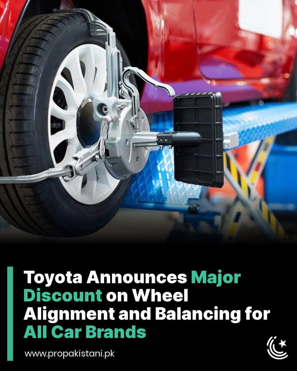 ProPakistaniPK's tweet image. According to the company, the service uses Hunter Machines, the world’s most advanced wheel alignment and balancing technology, ensuring maximum precision, smooth handling, and better road grip.

Read More:  propakistani.pk/2025/10/13/toy… 

#Toyota #WheelAlignment #WheelBalancing…