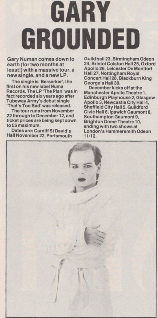 #GaryNuman Diaries 📒

Printed in No. 1 magazine dated this day 1984