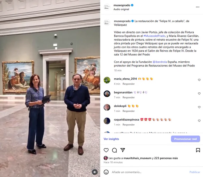 María Álvarez Garcillán y Javier Portús en la sala 12 del Museo del Prado