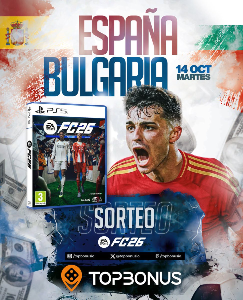 🎉 SORTEO FIFA 26🎉

Si Pedri  marca desde fuera del área 👉 ¡sorteamos un FIFA para la plataforma que quieras! 🎮⚽️

🔗 Solo 2 pasos para participar:

1️⃣ Seguir a <a href="/Topbonusio/">TopBonus</a> 
2️⃣ Dar ❤️ Me gusta y RT a este post

Mencionar a un amigo = más opciones de ganar. ¡¡Suerte!! 🍀