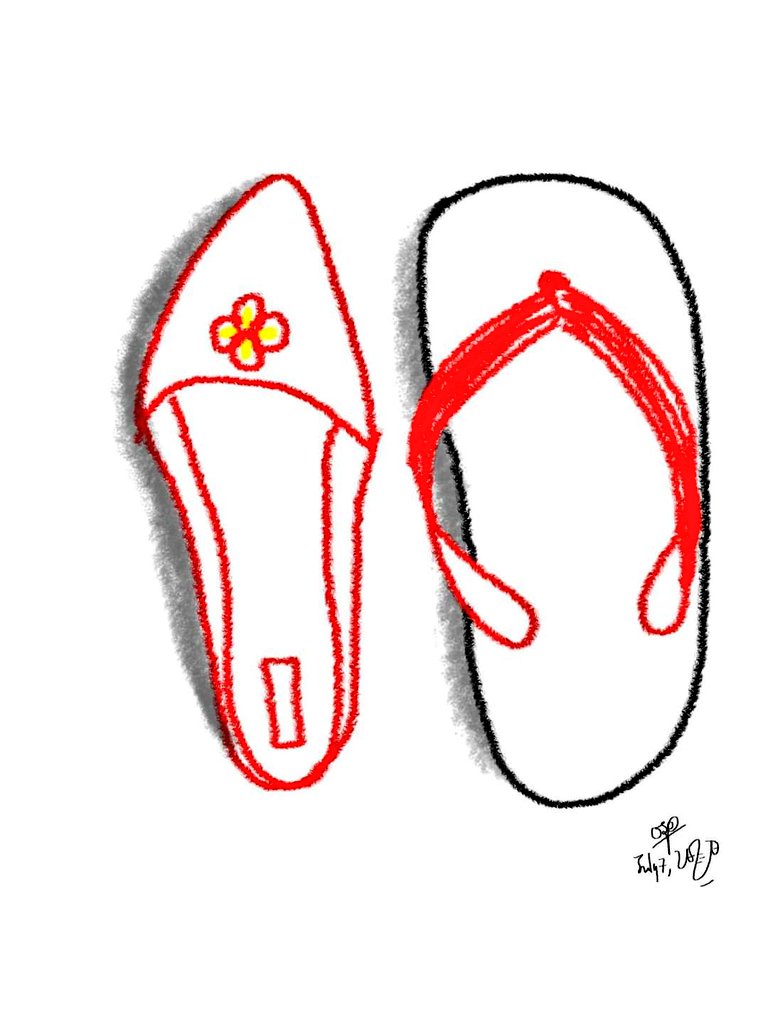 wanasaimm's tweet image. A pair of shoes? Slippers? Flipflops?
#shoes 
#pairs 
#art
#sketchbook 
#thinkpositive