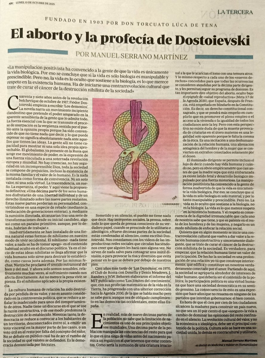 El aborto y la profecía de Dostoievski. Manuel Serrano Martínez