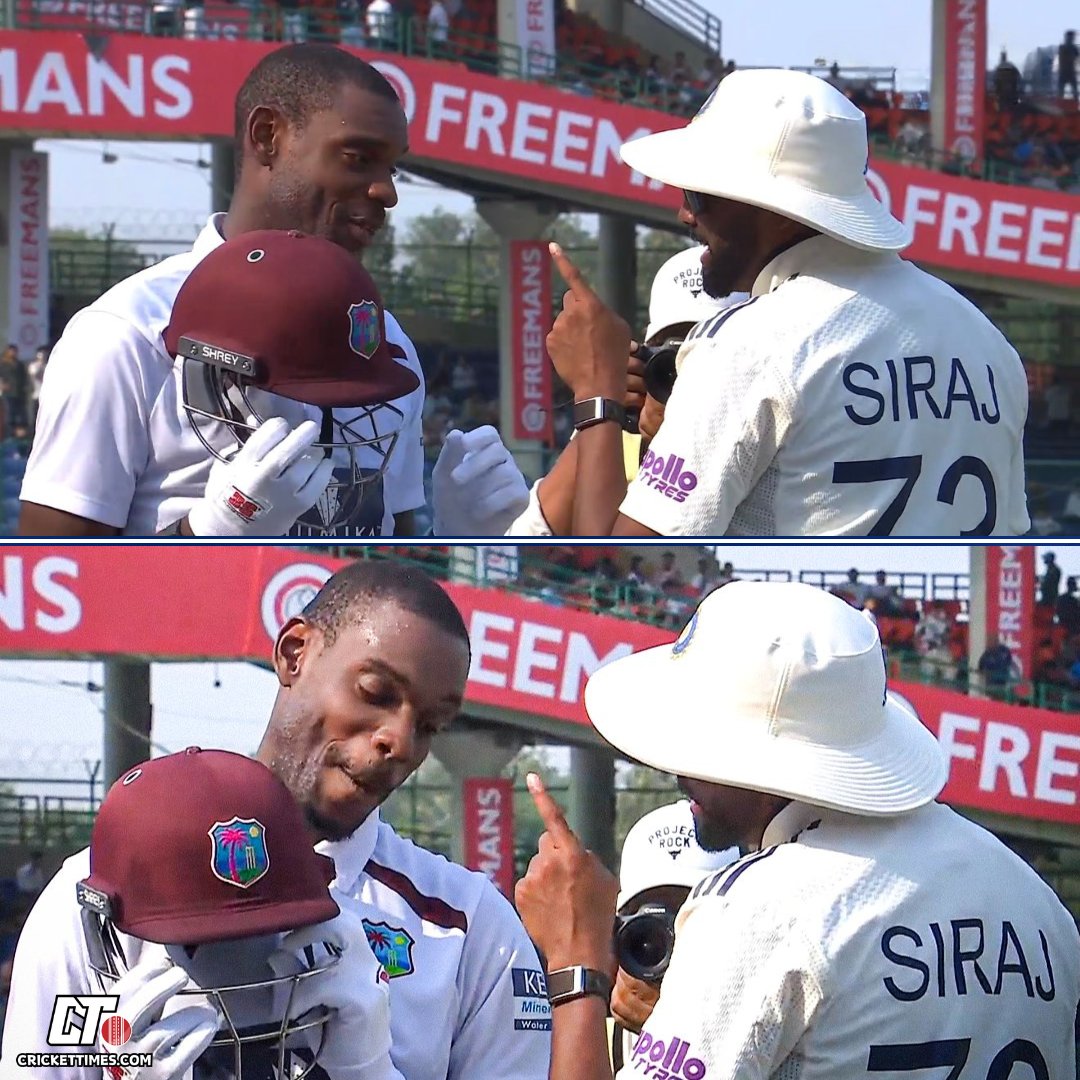 CricketTimesHQ's tweet image. Fun banter out there between Justin Greaves and Mohammed Siraj 😅

#MohammedSiraj #JustinGreaves #INDvsWI