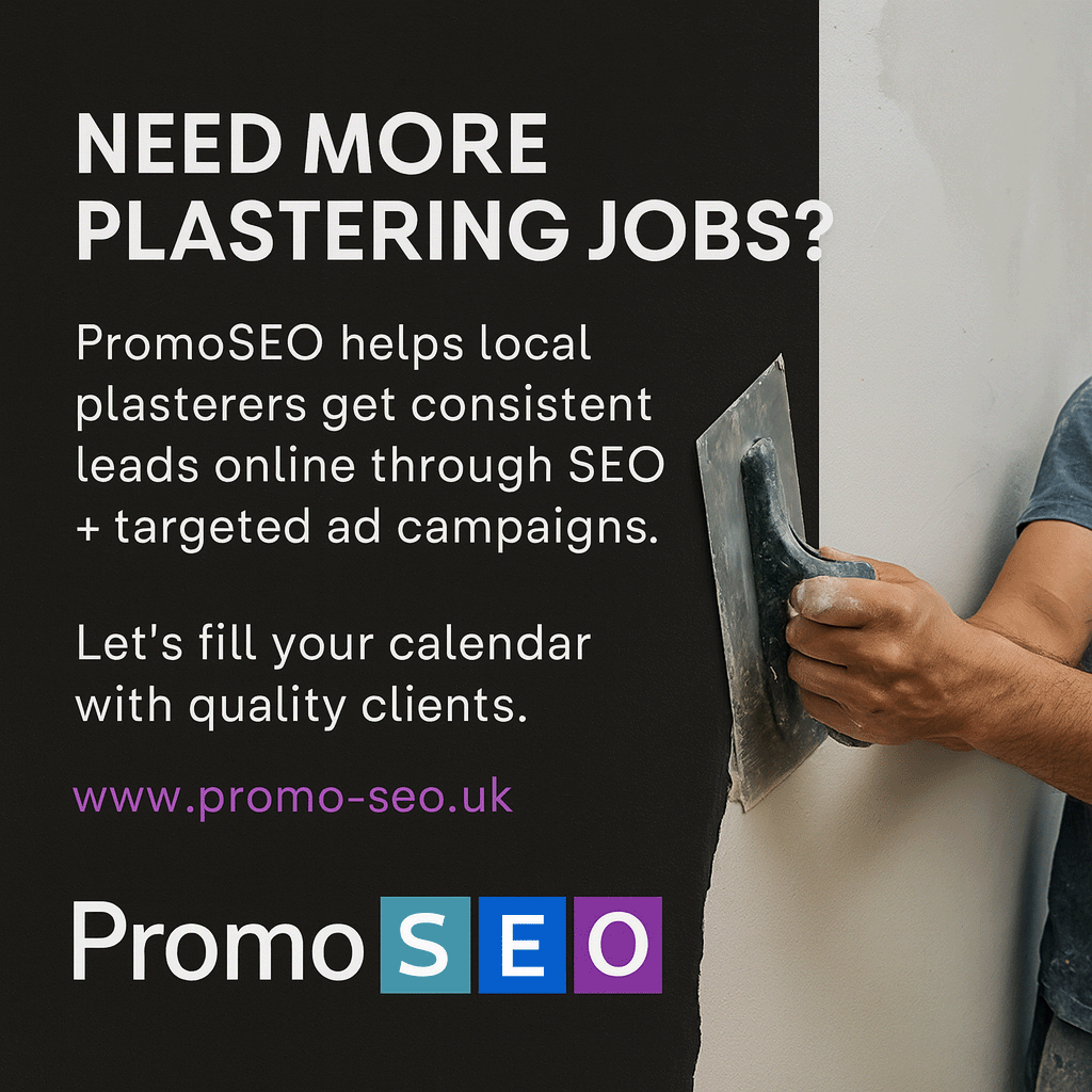 ukpromoseo's tweet photo. PromoSEO are an online lead generation agency for plasterers!
Need more plastering jobs?
PromoSEO helps local plasterers get consistent leads online through SEO. Let’s fill your calendar with quality clients.
👉 https://t.co/hP0XWDCnHg
#LeadGeneration # #PromoSEO https://t.co/HvbMgbiuEP