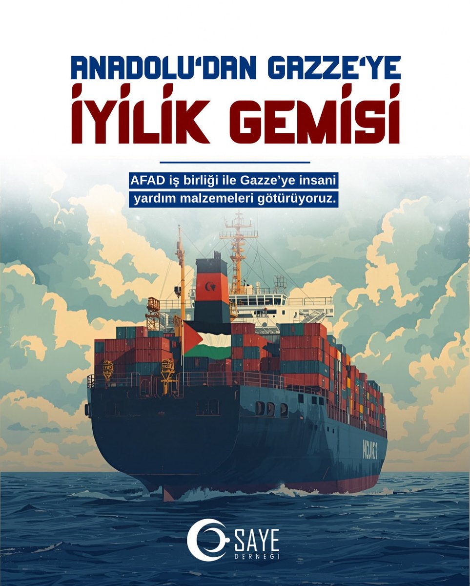 sayedernegi's tweet photo. 🚢 Gazze’ye Umut Yüklüyoruz!

Saye Derneği olarak AFAD koordinasyonunda hazırladığımız, insani yardım malzemelerinden oluşan yardım gemimiz yarın yola çıkıyor.

♥️Dualarımız, emeğimiz ve yardımlarımızla biriz, beraberiz! https://t.co/fInEWhPKFQ